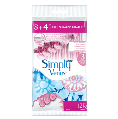 Gillette Simply Venus 3 Women's Disposable Razor 8+4