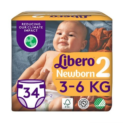 Libero Stage 2 Newborn Diapers (3-6 kg) - 34 pcs